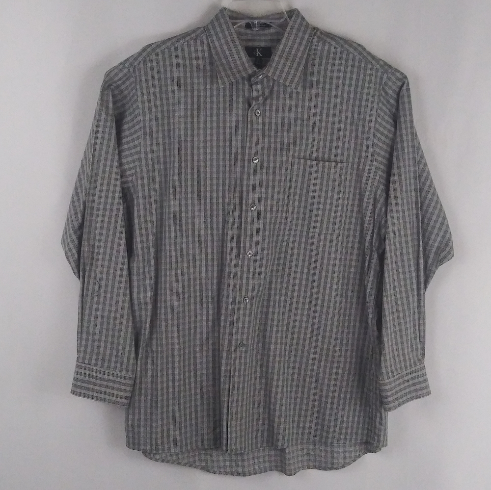Calvin Klein checker casual shirt men size XL.